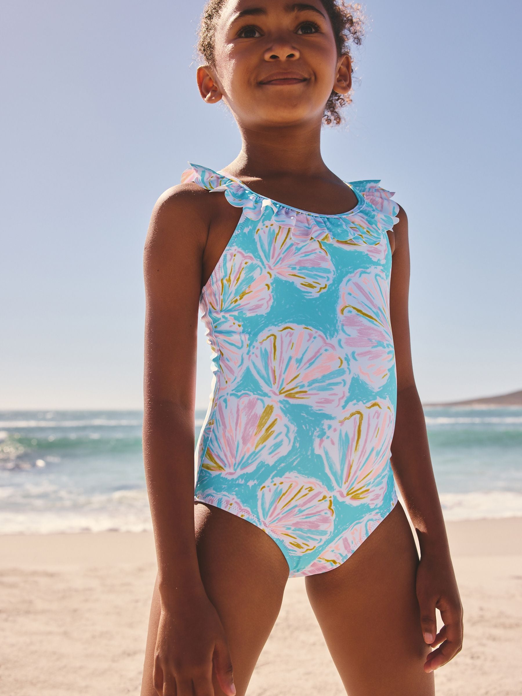 Dsiney Kidz - Blue Shell Frill Swimsuit (3-16yrs) image 4