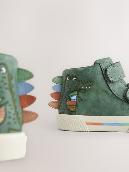 Green Crocodile Standard Fit (F) Touch Fastening Boots image 4