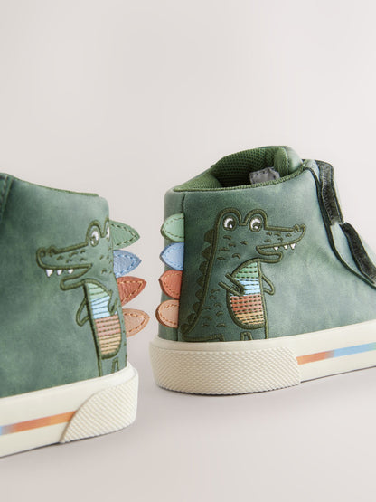 Green Crocodile Standard Fit (F) Touch Fastening Boots image 6