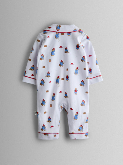 JoJo Maman Bébé White Paddington™ Print Jersey Romper Pyjama image 2