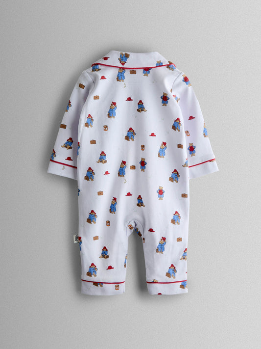 JoJo Maman Bébé White Paddington™ Print Jersey Romper Pyjama image 2