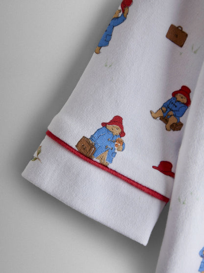 JoJo Maman Bébé White Paddington™ Print Jersey Romper Pyjama image 3