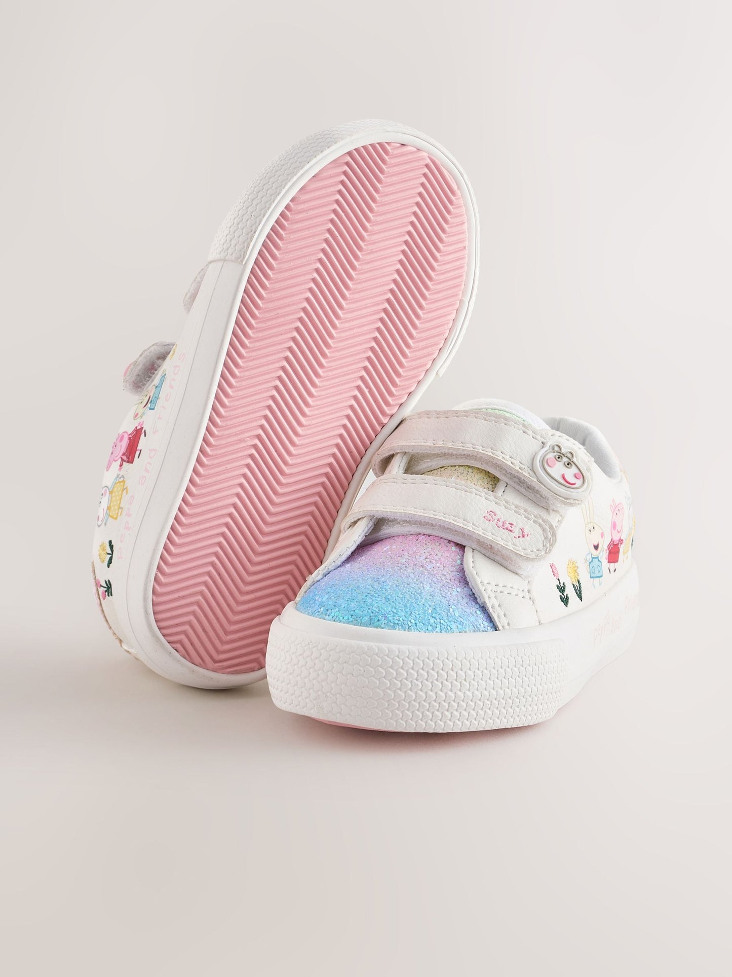 White Standard Fit (F) Peppa Pig Chunky Trainers with Touch Fastening image 7
