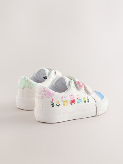 White Standard Fit (F) Peppa Pig Chunky Trainers with Touch Fastening image 8