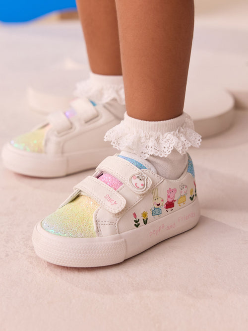 White Standard Fit (F) Peppa Pig Chunky Trainers with Touch Fastening image 1