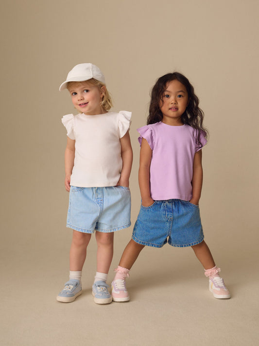 Dsiney Kidz - Mid Blue & Dark Blue Denim Pull On Shorts 2 Pack (3mths-10yrs) image 2