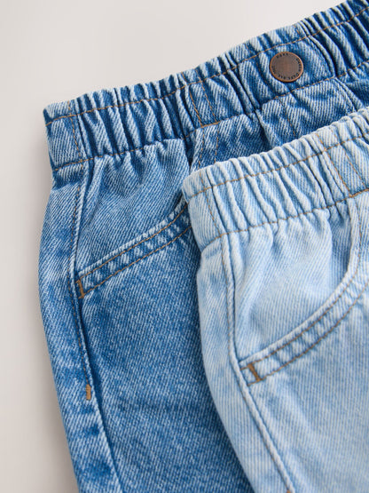 Dsiney Kidz - Mid Blue & Dark Blue Denim Pull On Shorts 2 Pack (3mths-10yrs) image 8