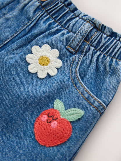 Dsiney Kidz - Mid Blue Denim Fruit Character Pull On Denim Shorts (3mths-10yrs) image 3