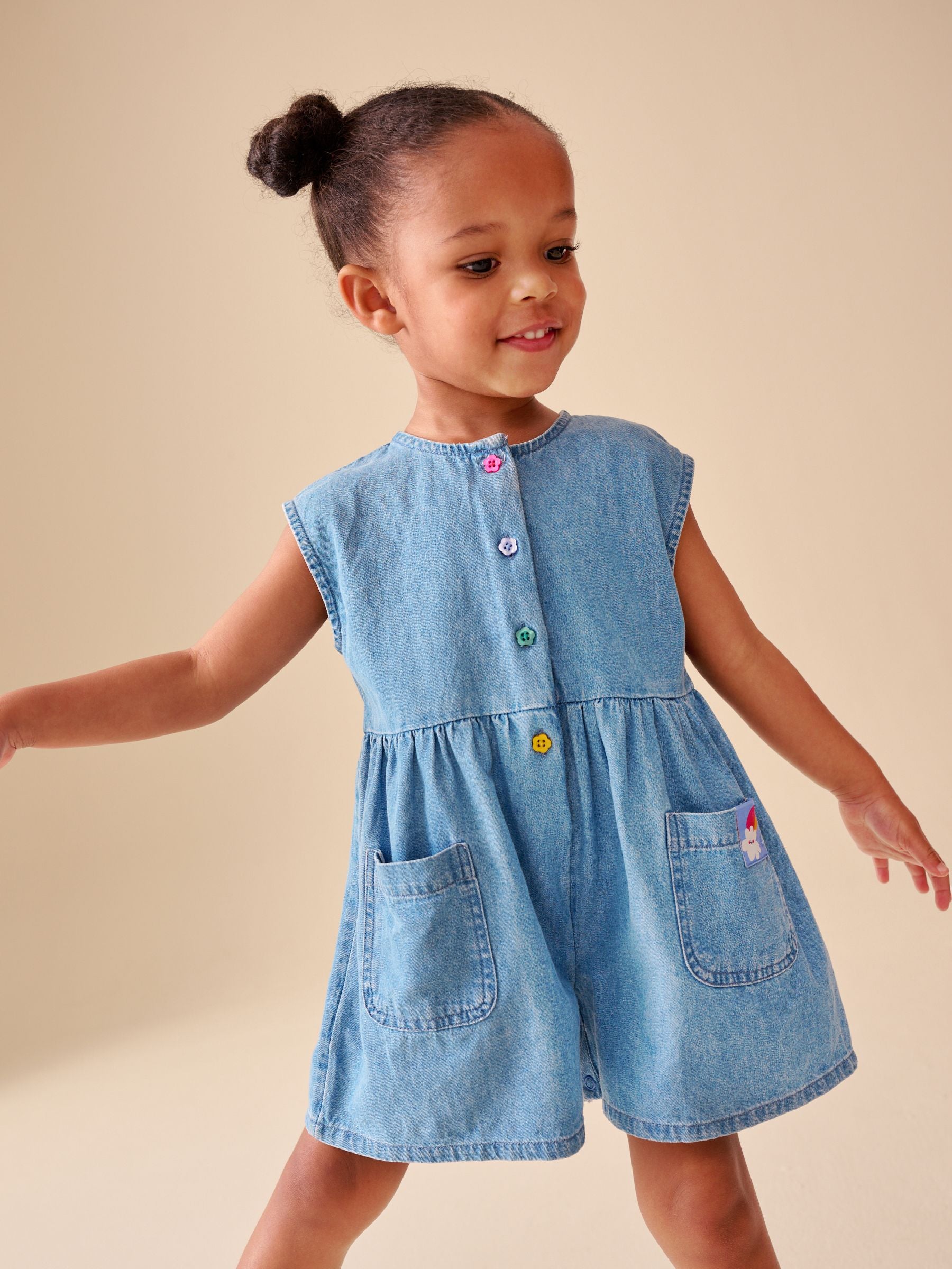 Dsiney Kidz - Blue Denim Sleeveless Playsuit (3mths-7yrs) image 1