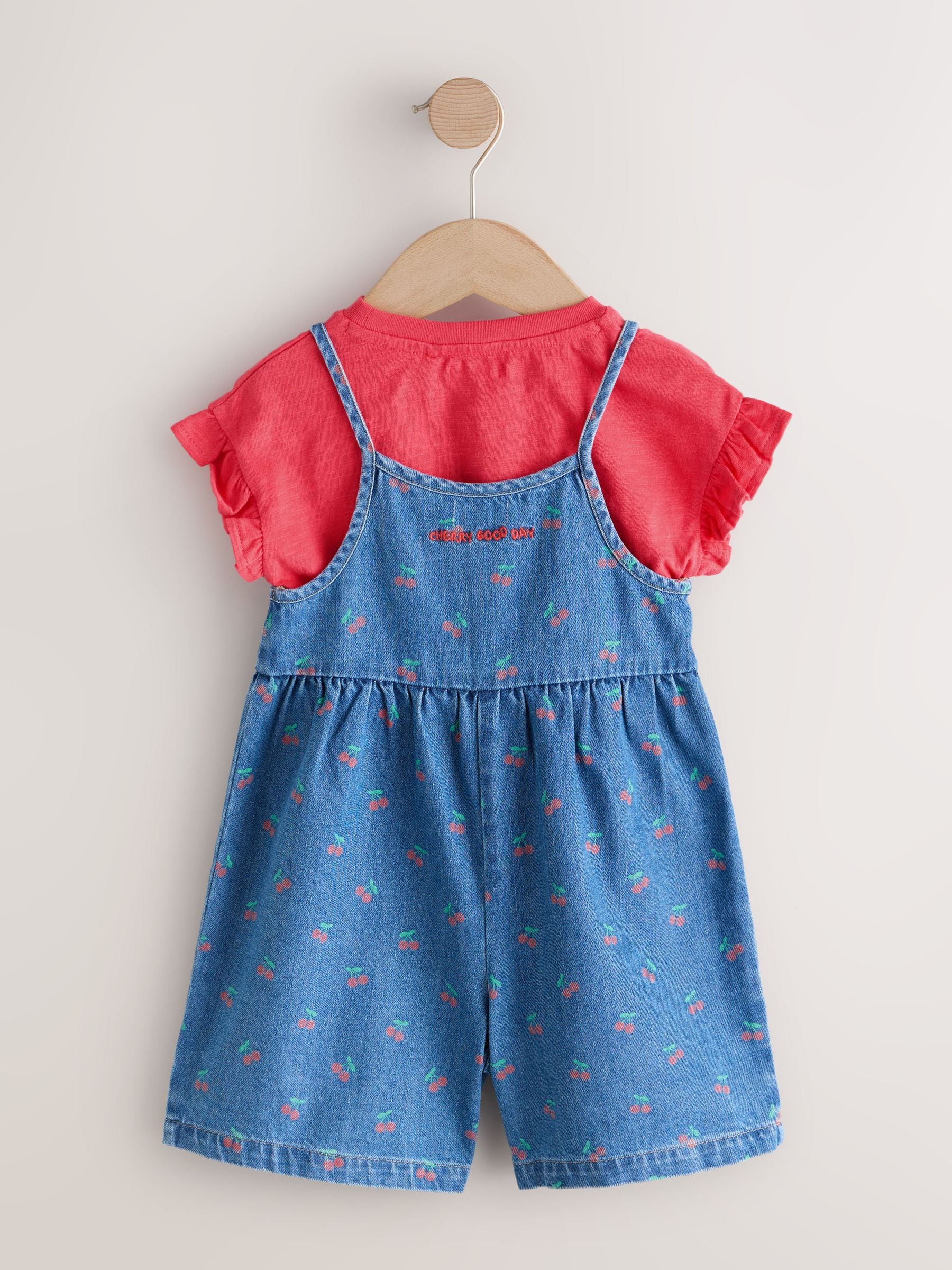 Dsiney Kidz - Dark Blue Cherry Printed Denim Playsuit and T-Shirt (3mths-7yrs) image 5