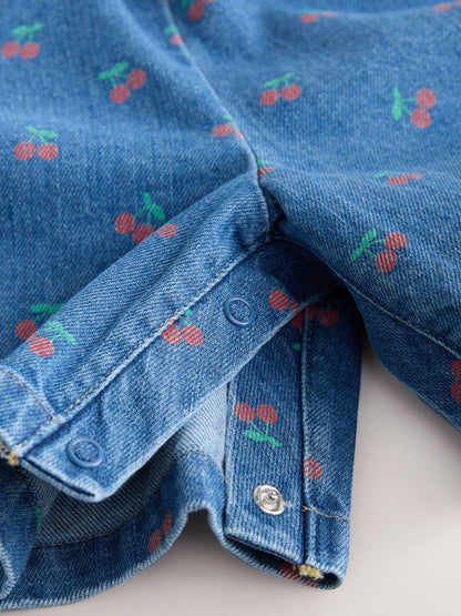 Dsiney Kidz - Dark Blue Cherry Printed Denim Playsuit and T-Shirt (3mths-7yrs) image 7
