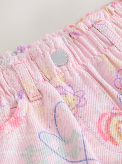 Dsiney Kidz - Pink Graffiti Print Pull On Denim Shorts (3mths-10yrs) image 8