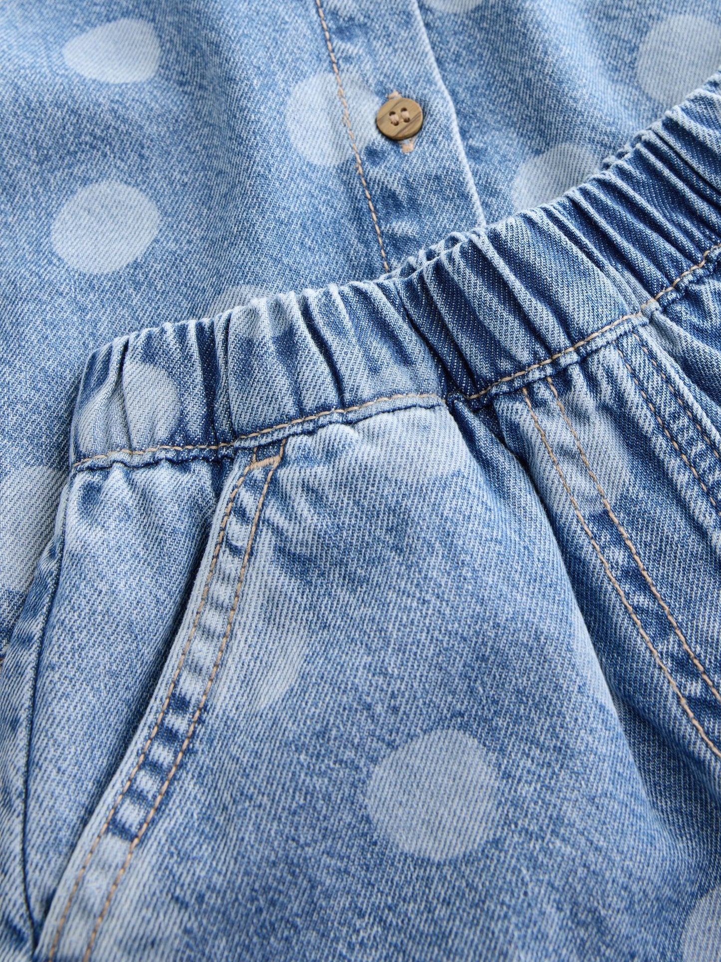 Mid Blue Denim Polka Dot Waistcoat and Shorts Set (3mths-7yrs) image 7