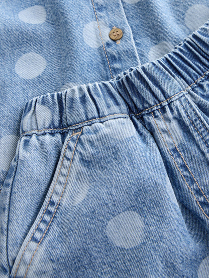 Mid Blue Denim Polka Dot Waistcoat and Shorts Set (3mths-7yrs) image 7