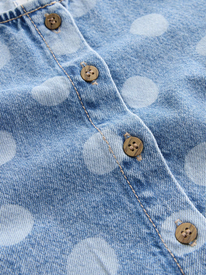 Mid Blue Denim Polka Dot Waistcoat and Shorts Set (3mths-7yrs) image 8