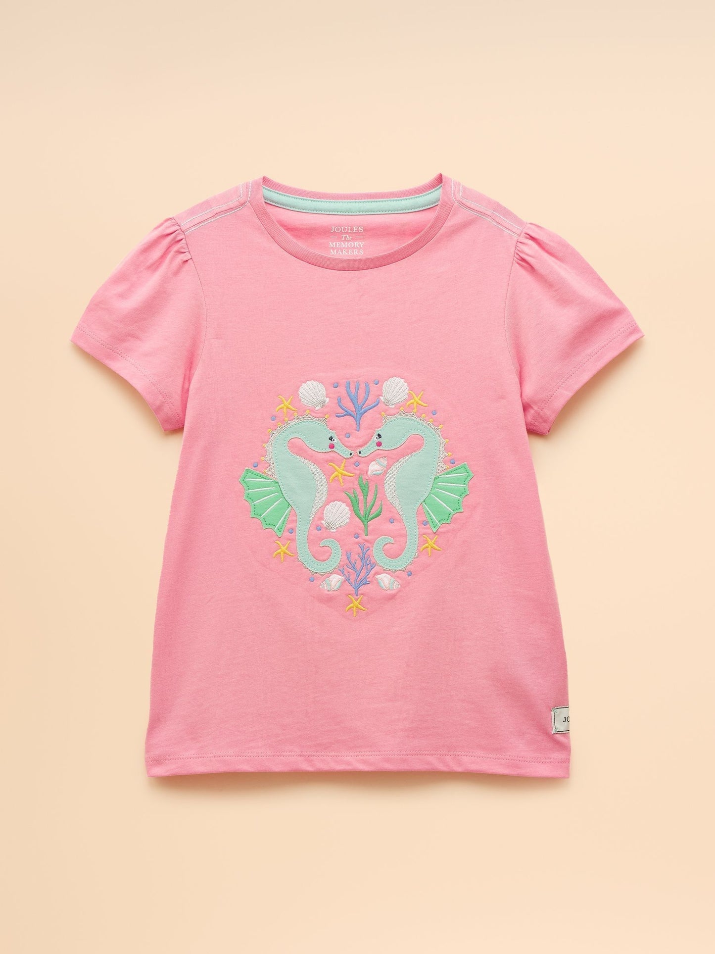 Joules Girls' Astra Pink Applique Cotton T-Shirt image 1