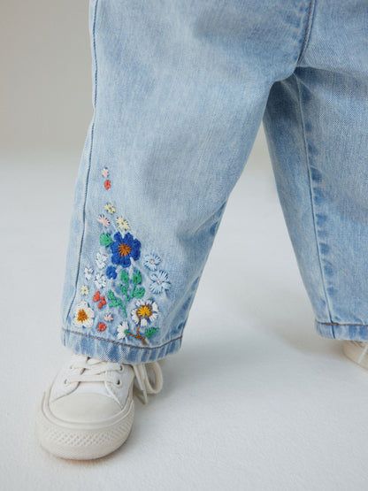 Dsiney Kidz - Mid Blue Floral Embroidered Jeans (3mths-7yrs) image 4