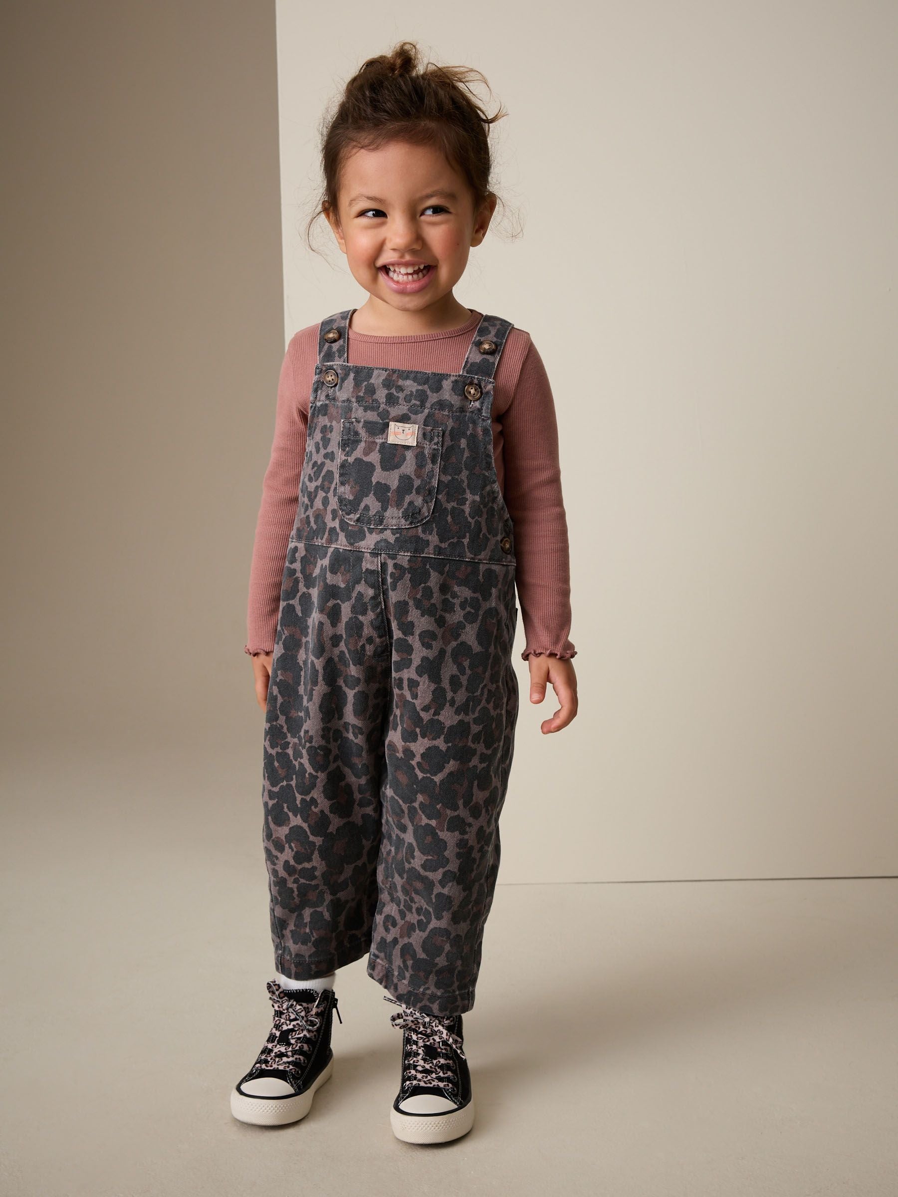 Animal Print Denim Dungarees (3mths-7yrs) image 1