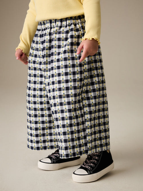 Black/White Floral Gingham Trousers (3mths-7yrs) image 1