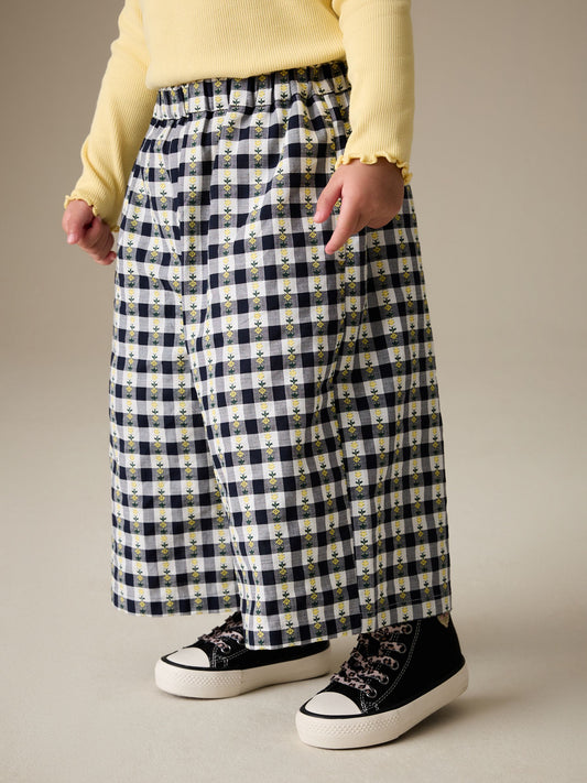 Black/White Floral Gingham Trousers (3mths-7yrs) image 1