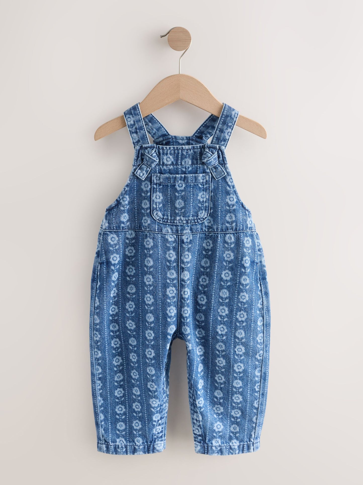 Mid Blue Floral Print Dungarees (3mths-7yrs) image 5