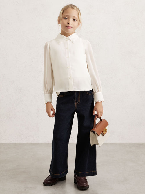 Reiss Ivory Elia 9-13 yrs Scallop-Edge Button-Through Shirt image 1