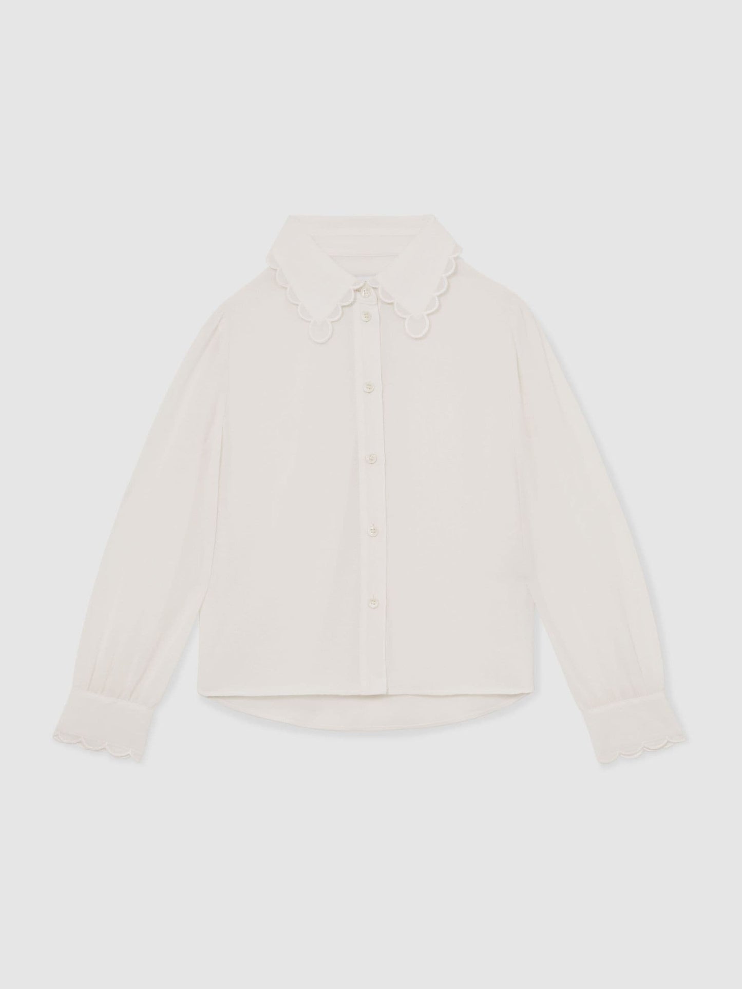 Reiss Ivory Elia 9-13 yrs Scallop-Edge Button-Through Shirt image 2