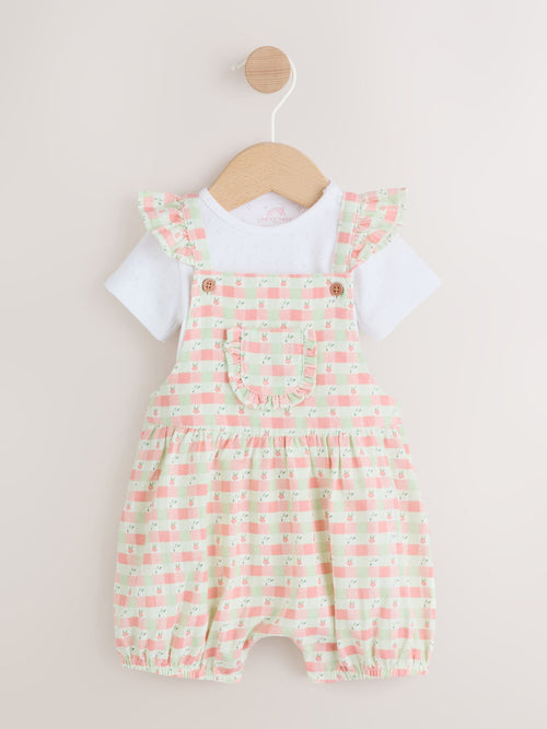 Pink Check Baby Dungarees and Bodysuits Set 2 Piece (0mths-2yrs) image 1