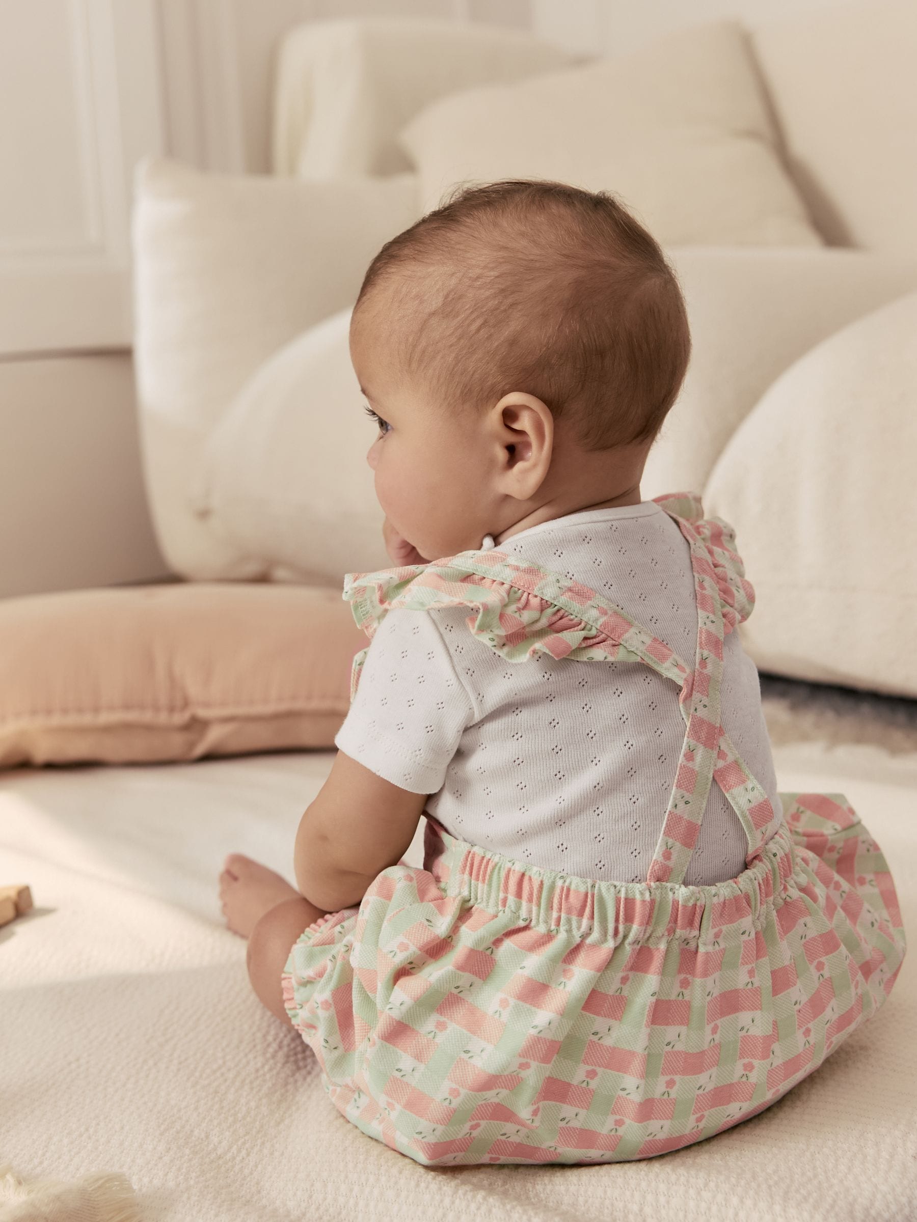 Pink Check Baby Dungarees and Bodysuits Set 2 Piece (0mths-2yrs) image 3