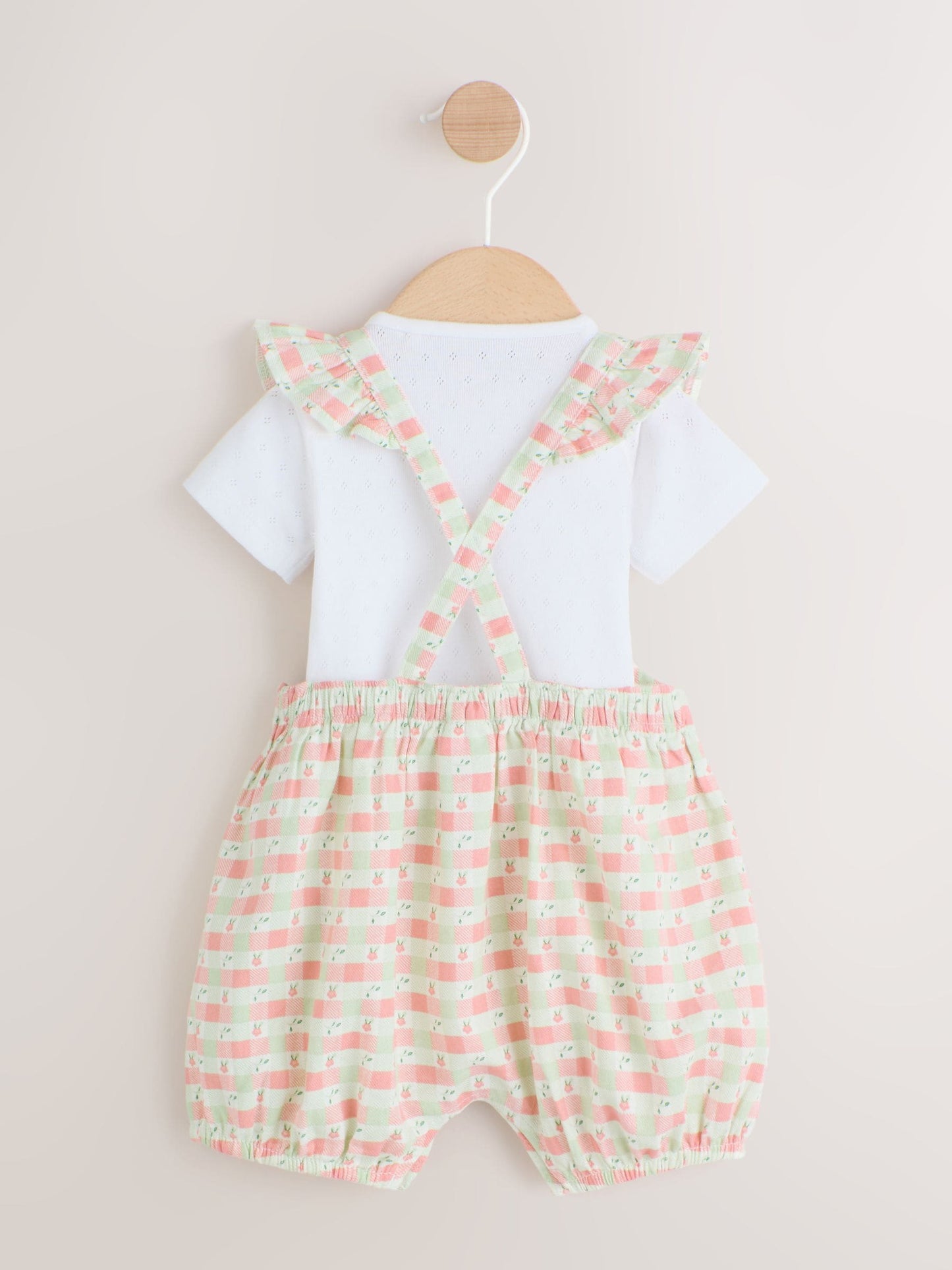 Pink Check Baby Dungarees and Bodysuits Set 2 Piece (0mths-2yrs) image 5