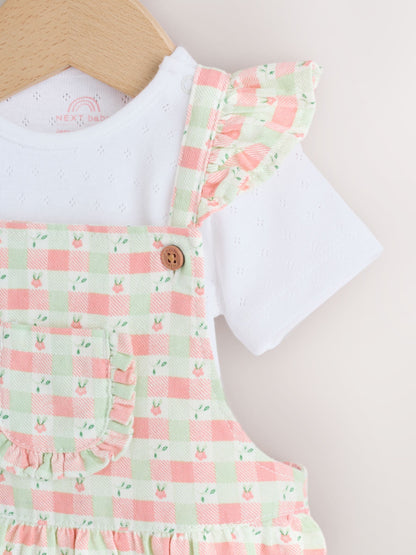 Pink Check Baby Dungarees and Bodysuits Set 2 Piece (0mths-2yrs) image 7