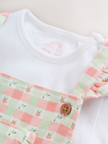 Pink Check Baby Dungarees and Bodysuits Set 2 Piece (0mths-2yrs) image 8