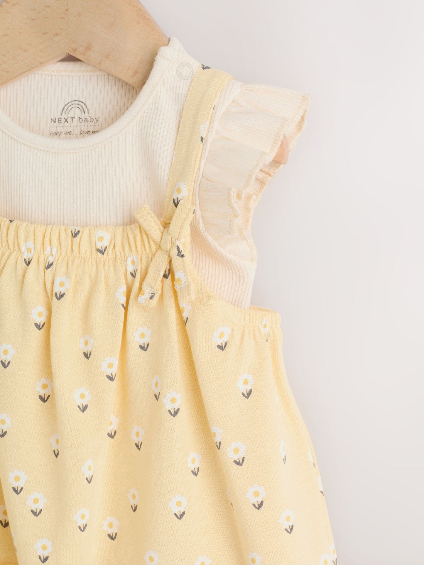 Yellow Ditsy Baby Jersey Dungarees and Bodysuits Set 2 Piece (0mths-3yrs) image 4