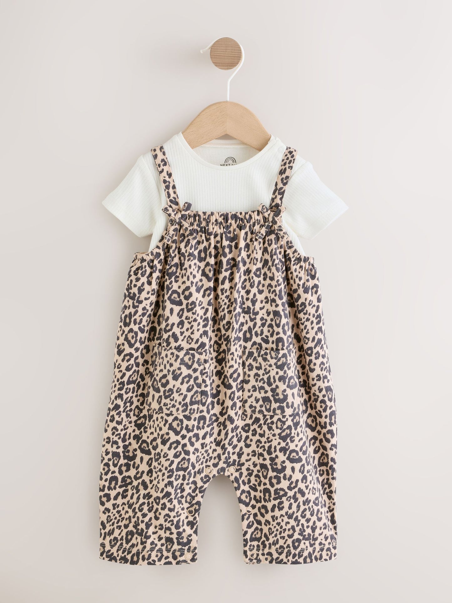 Leopard Print Baby Jersey Dungarees and Bodysuits Set 2 Piece (0mths-3yrs) image 1
