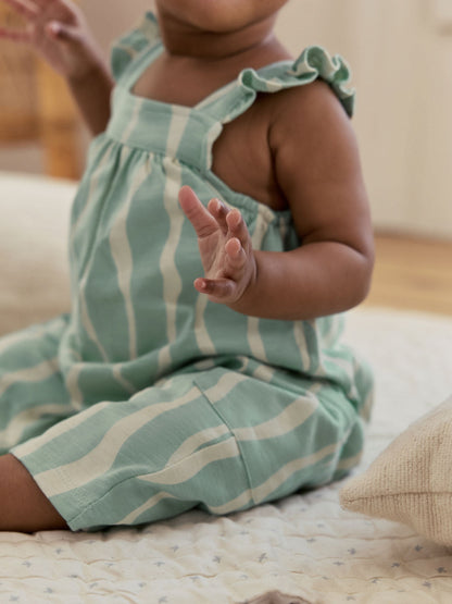 Sage Green Stripe Baby Long Leg Jersey Romper (0mths-3yrs) image 5