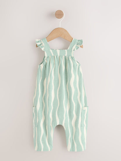 Sage Green Stripe Baby Long Leg Jersey Romper (0mths-3yrs) image 6