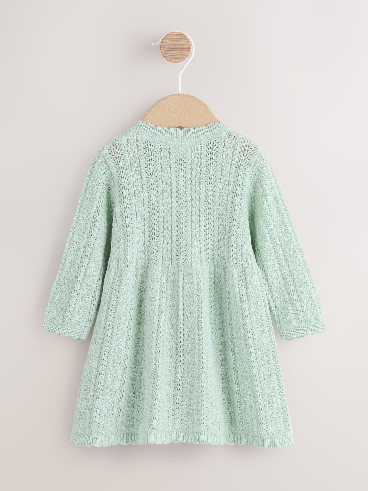 Sage Green Knitted Baby Dress (0mths-2yrs) image 2