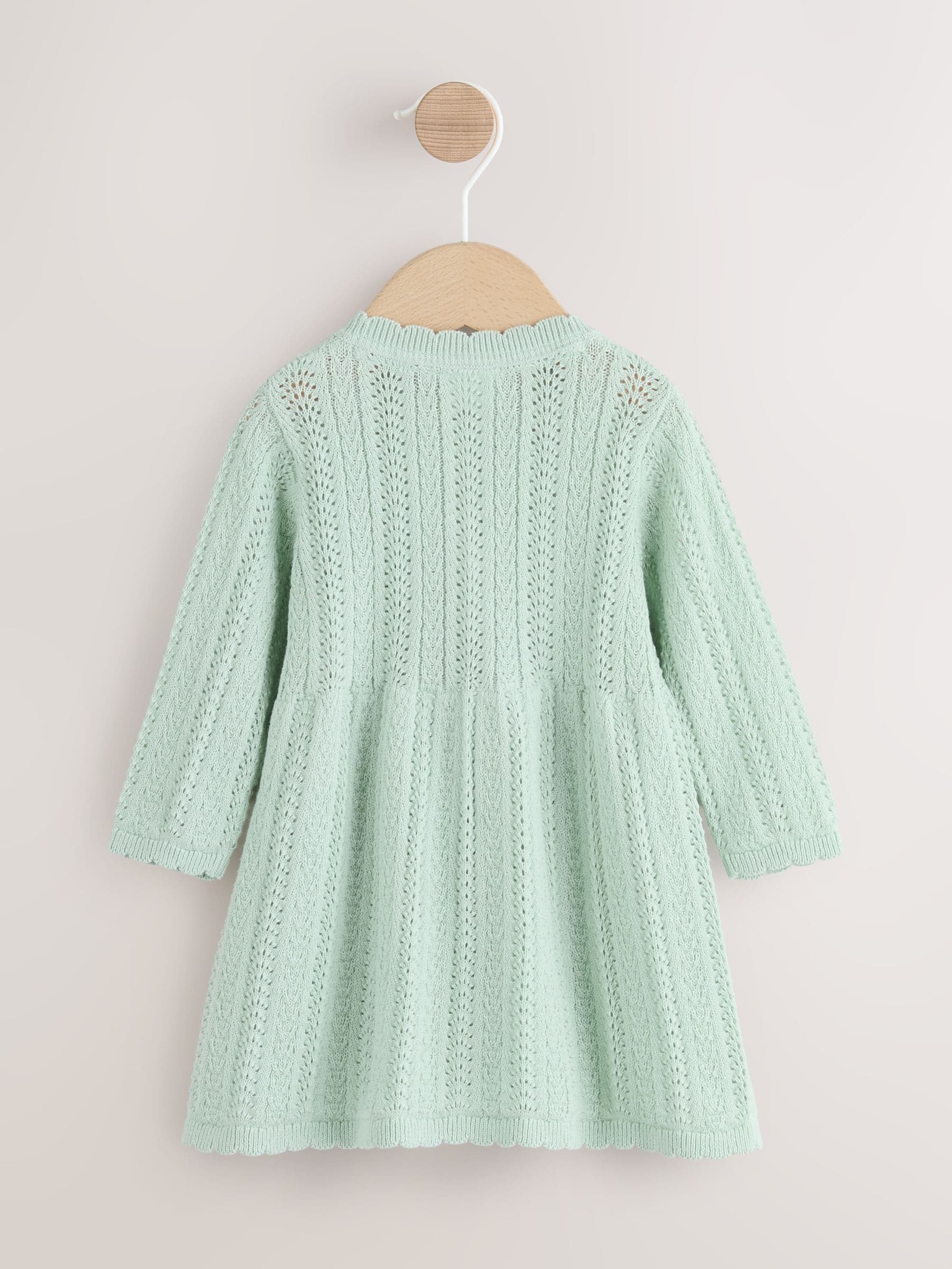 Sage Green Knitted Baby Dress (0mths-2yrs) image 2