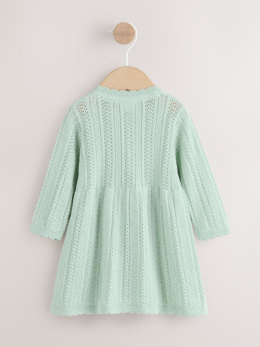 Sage Green Knitted Baby Dress (0mths-2yrs) image 2
