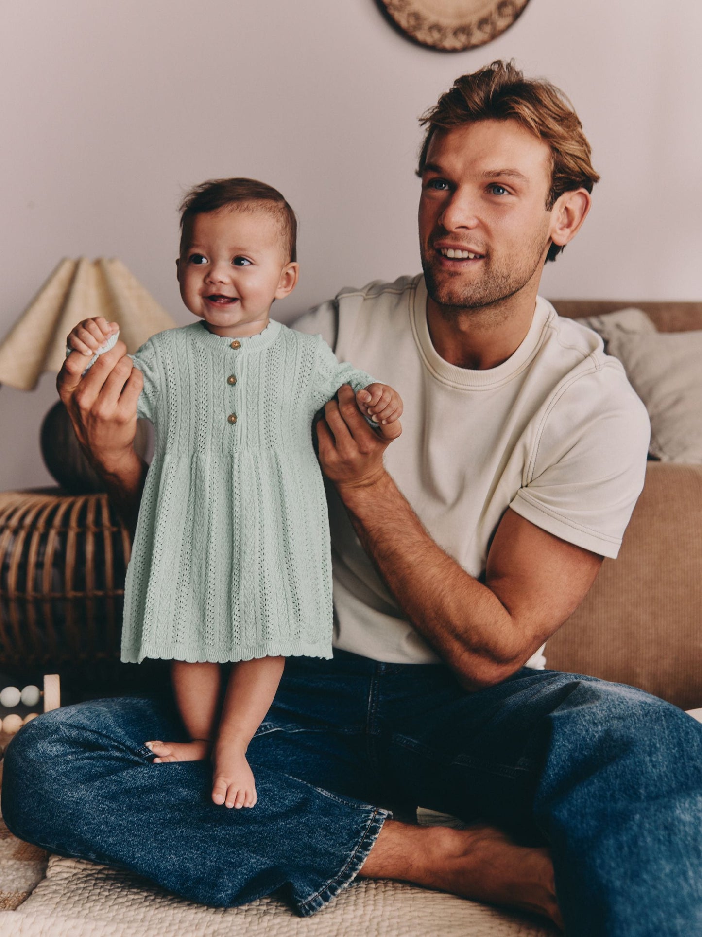 Sage Green Knitted Baby Dress (0mths-2yrs) image 3