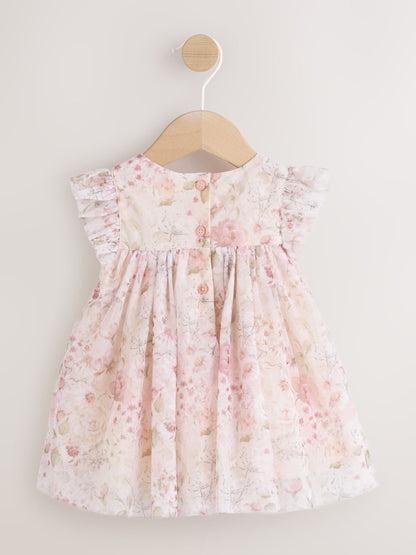 Pink Floral Baby Mesh Dress (0mths-2yrs) image 2