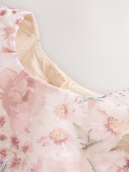 Pink Floral Baby Mesh Dress (0mths-2yrs) image 7