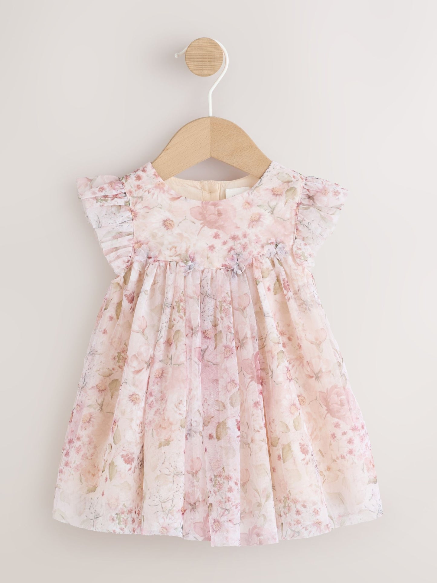Pink Floral Baby Mesh Dress (0mths-2yrs) image 1