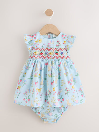 Blue Woven Baby Dress and Knickers Set 2 Piece (0mths-2yrs) image 1