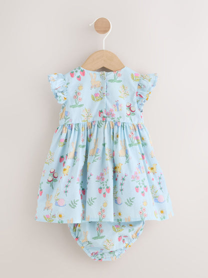 Blue Woven Baby Dress and Knickers Set 2 Piece (0mths-2yrs) image 7