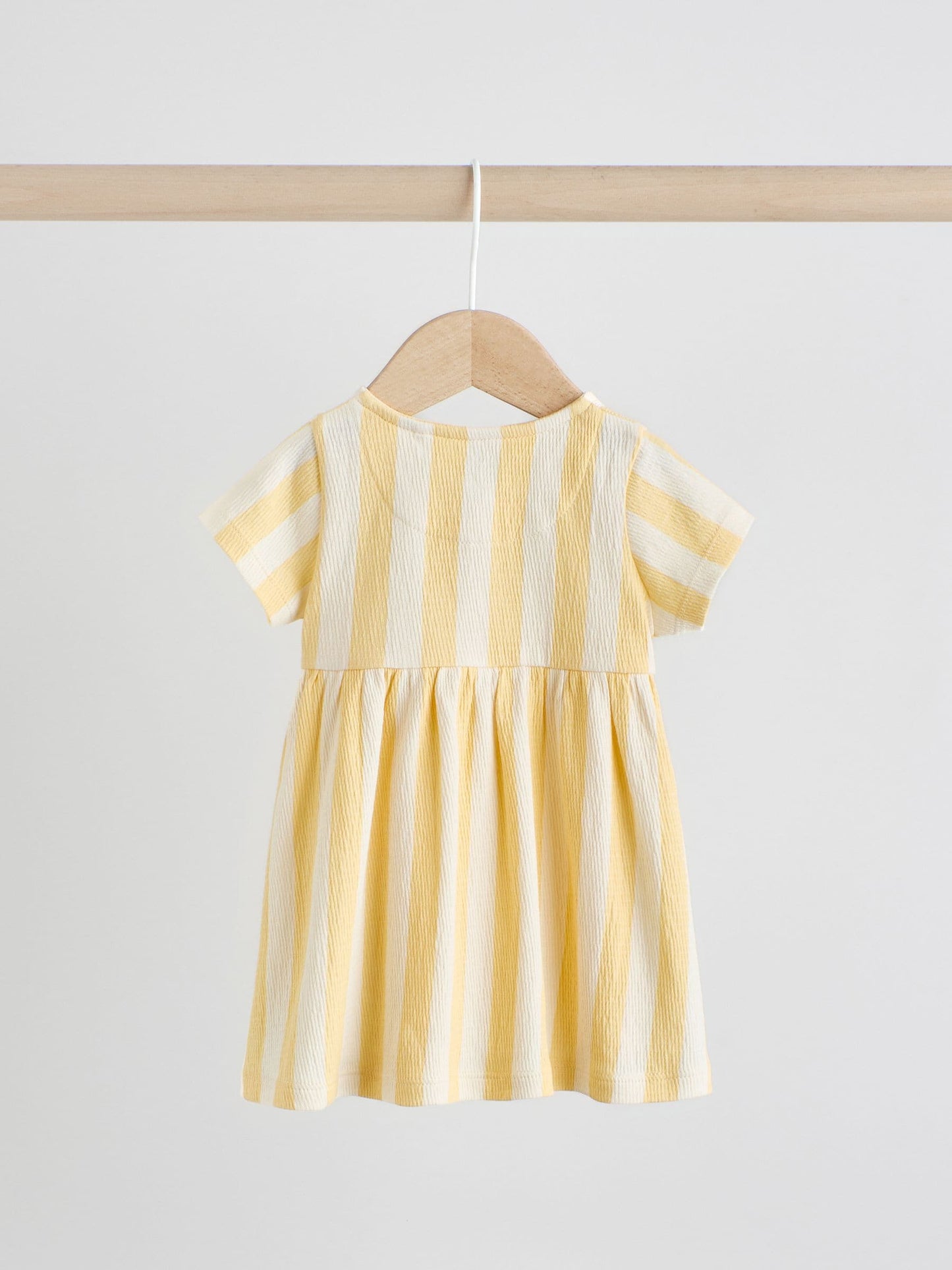 Yellow/Cream Spot/Stripe Baby Short Sleeve Dresse 2 Pack (0mths-3yrs) image 5
