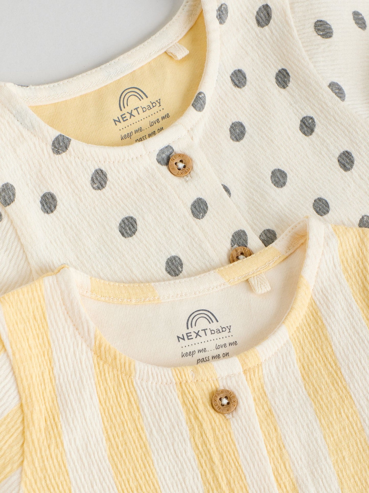 Yellow/Cream Spot/Stripe Baby Short Sleeve Dresse 2 Pack (0mths-3yrs) image 7