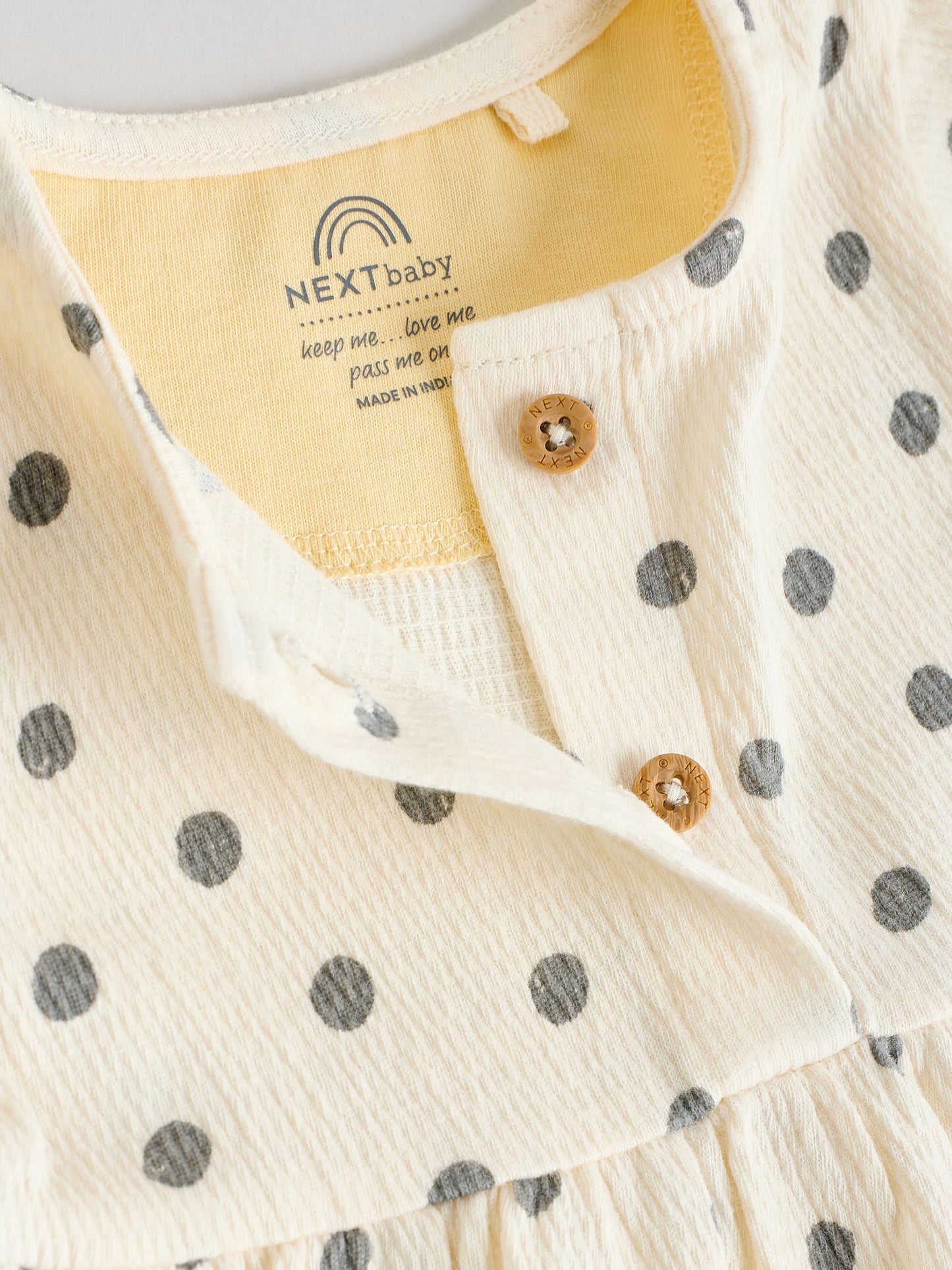 Yellow/Cream Spot/Stripe Baby Short Sleeve Dresse 2 Pack (0mths-3yrs) image 9