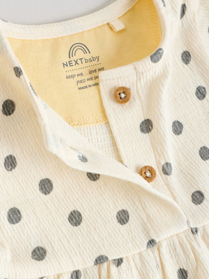 Yellow/Cream Spot/Stripe Baby Short Sleeve Dresse 2 Pack (0mths-3yrs) image 9