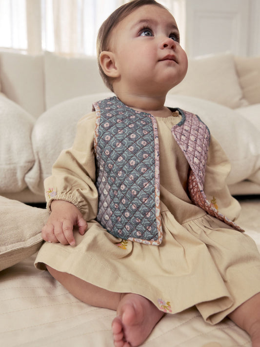 Dsiney Kidz - Cream Floral Baby Dress and Gilet Set 2 Piece (0mths-2yrs) image 2